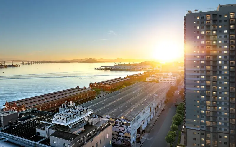 Fachada do empreendimento Orla Mauá – Porto Maravilha, da Cury